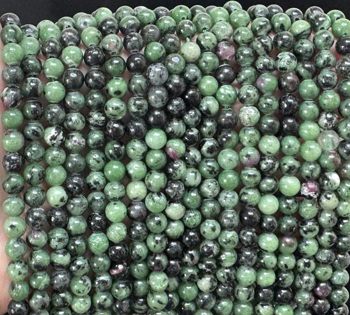 Ruby Zoisite 6mm round natural gemstone beads 15" strand - Oz Beads