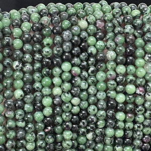 Ruby Zoisite 6mm round natural gemstone beads 15" strand - Oz Beads