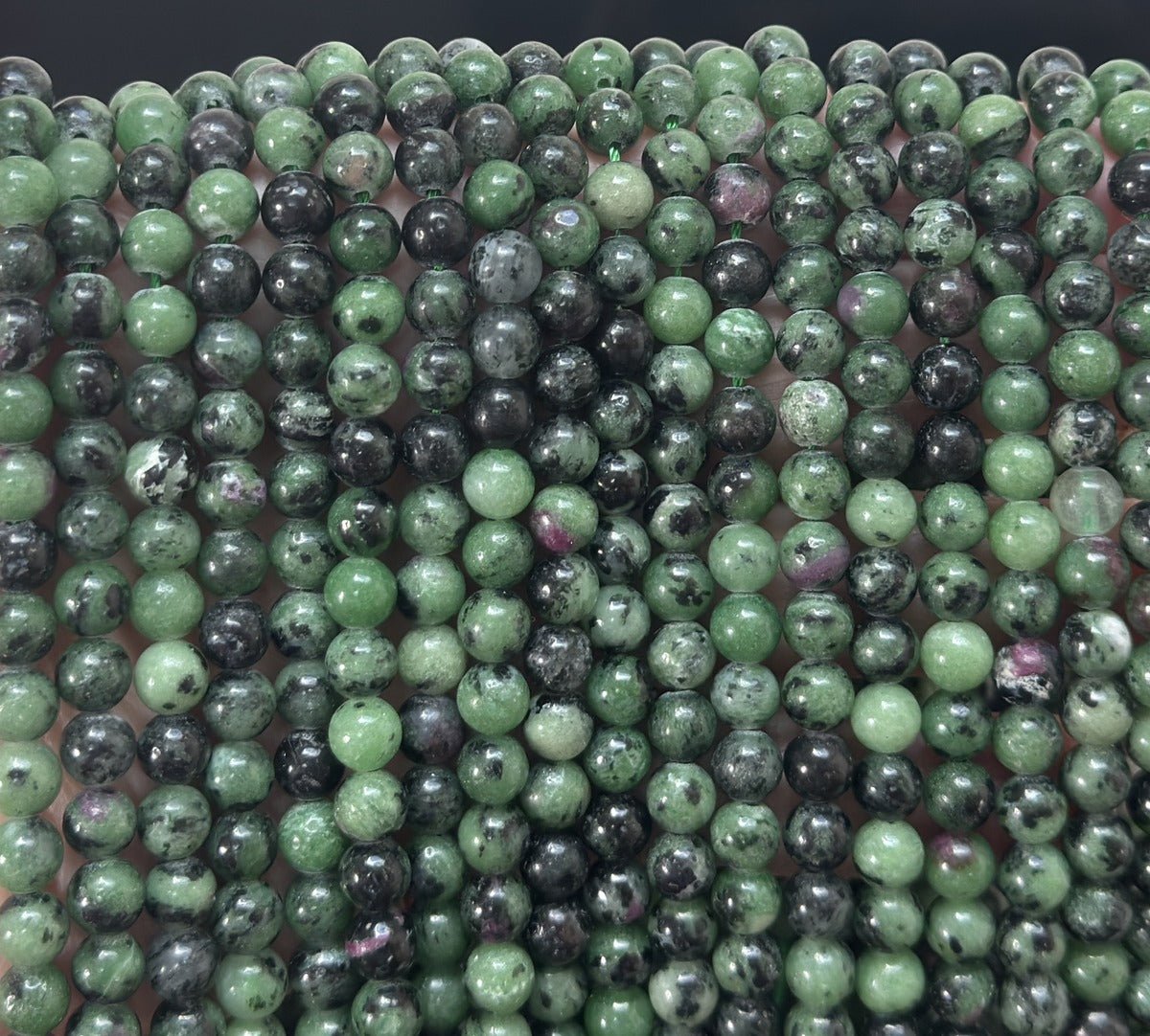 Ruby Zoisite 6mm round natural gemstone beads 15" strand - Oz Beads