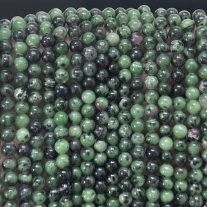 Ruby Zoisite 6mm round natural gemstone beads 15" strand - Oz Beads