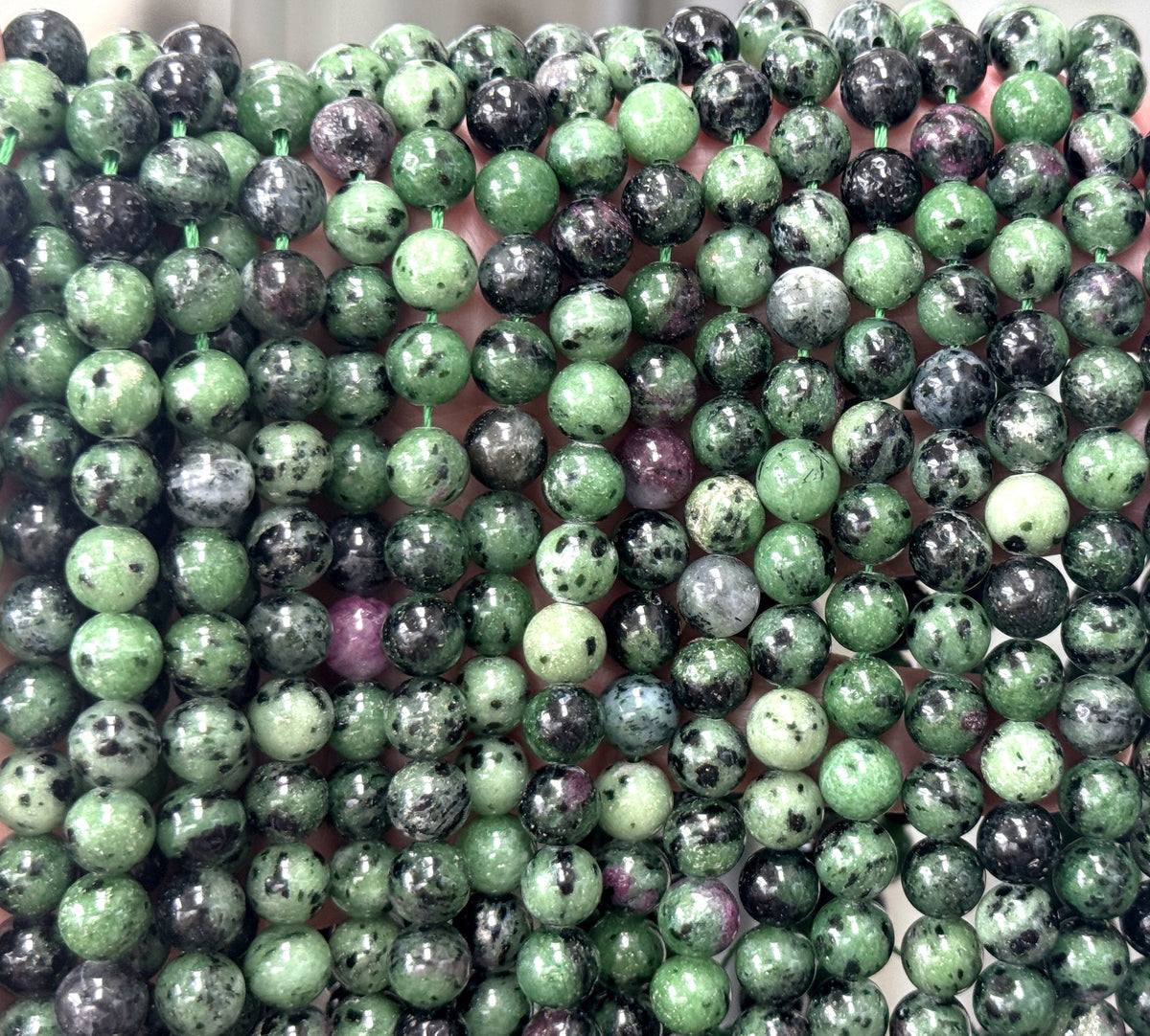 Ruby Zoisite 8mm round natural gemstone beads 15" strand - Oz Beads 