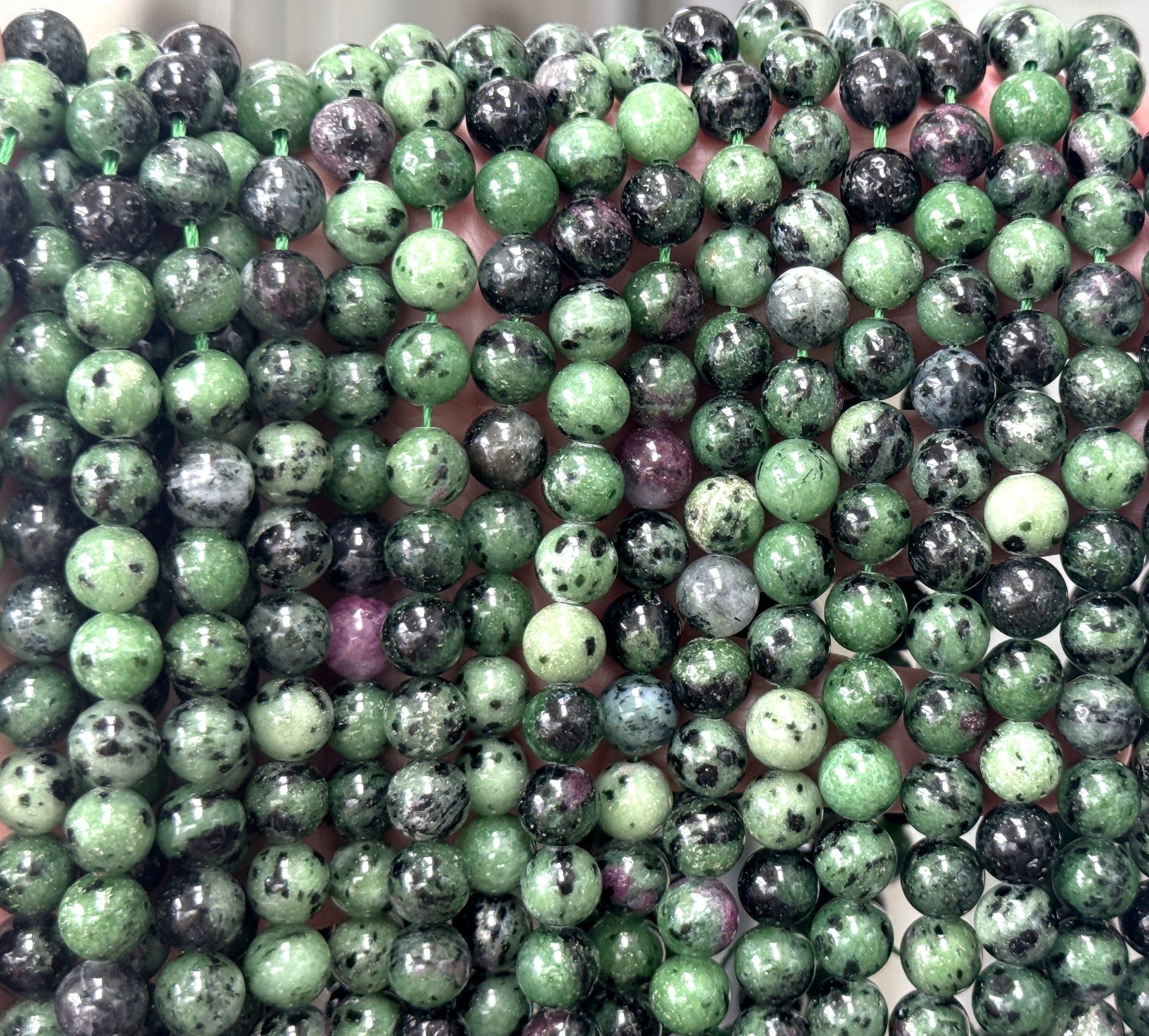 Ruby Zoisite 8mm round natural gemstone beads 15" strand - Oz Beads 