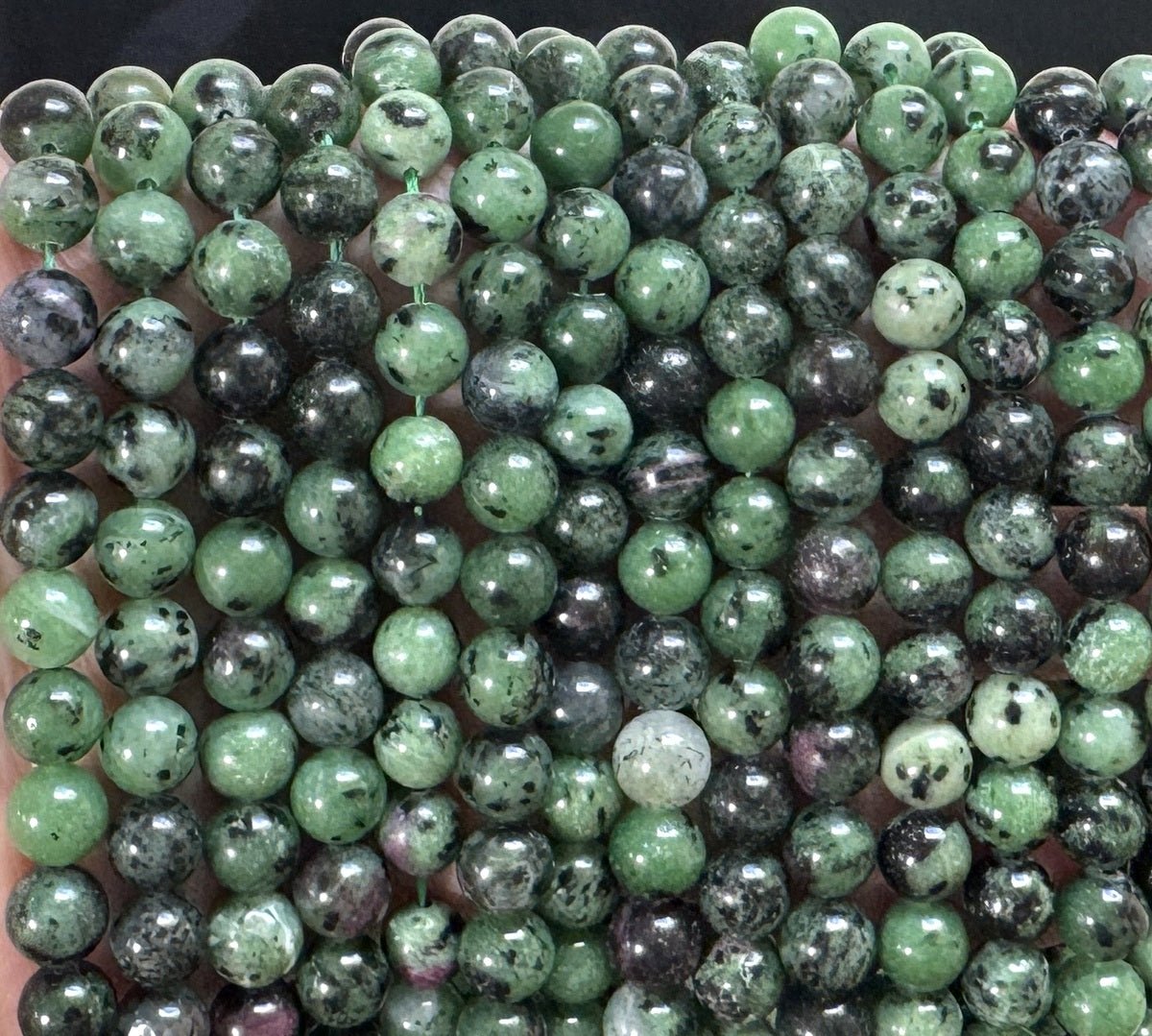 Ruby Zoisite 8mm round natural gemstone beads 15" strand - Oz Beads