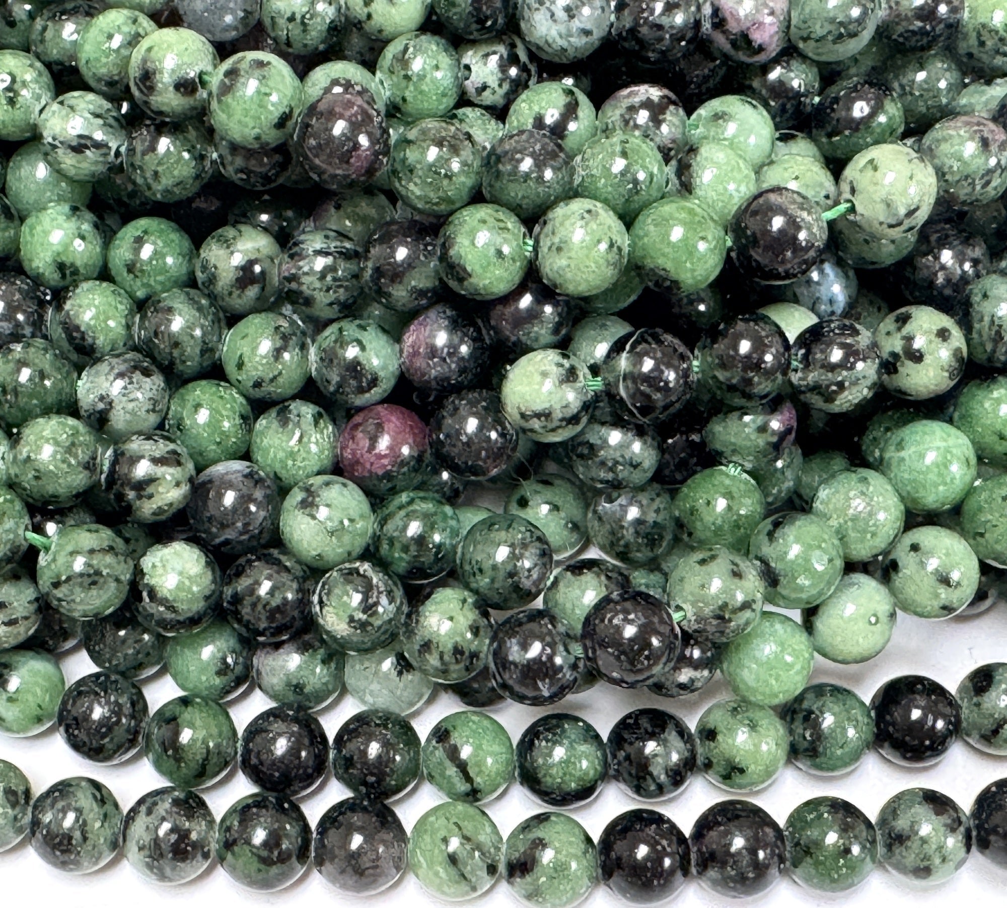 Ruby Zoisite 8mm round natural gemstone beads 15" strand - Oz Beads 
