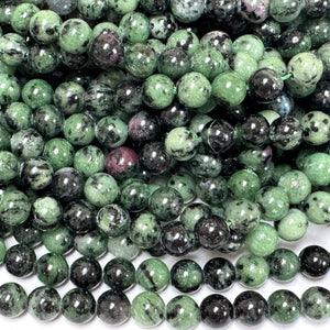 Ruby Zoisite 8mm round natural gemstone beads 15" strand - Oz Beads 