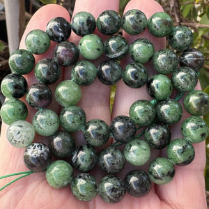 Ruby Zoisite 8mm round natural gemstone beads 15" strand - Oz Beads
