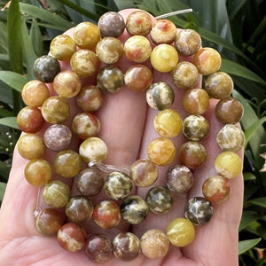 Russian Serpentine Jade 8mm round natural gemstone beads 40cm strand - Oz Beads 