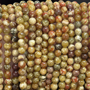 Russian Serpentine Jade 8mm round natural gemstone beads 40cm strand - Oz Beads 