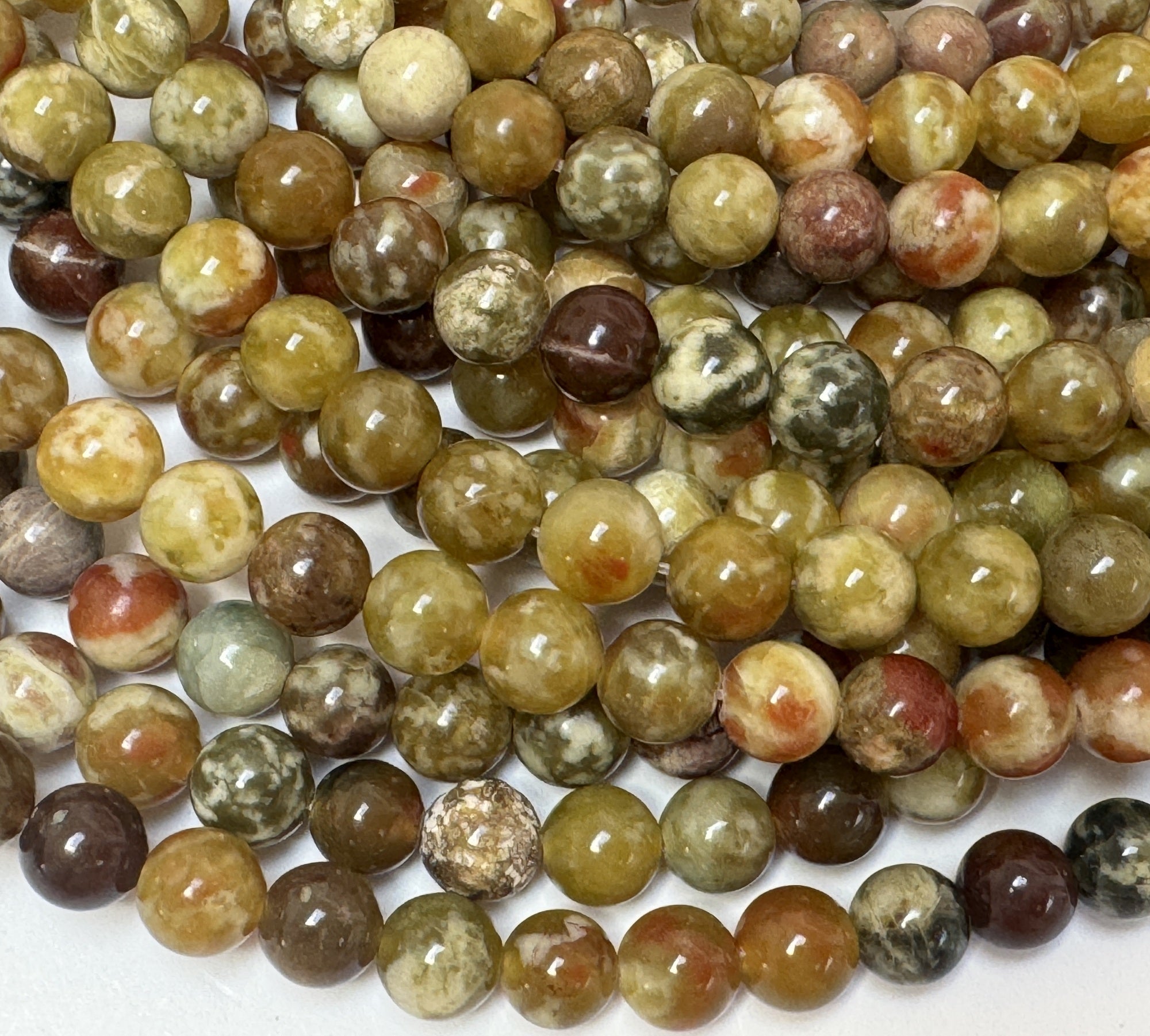 Russian Serpentine Jade 8mm round natural gemstone beads 40cm strand - Oz Beads 