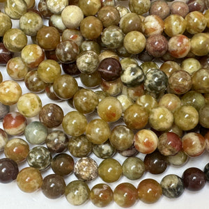 Russian Serpentine Jade 8mm round natural gemstone beads 40cm strand - Oz Beads 
