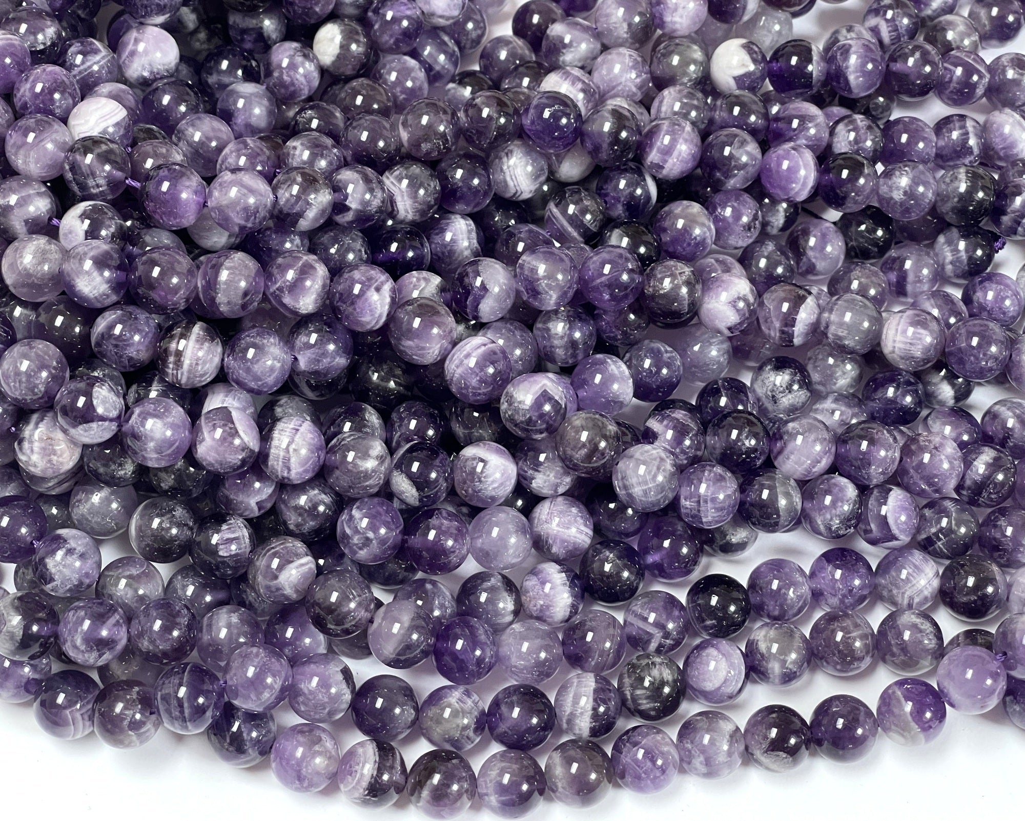 Sage Amethyst 10mm round natural gemstone beads 15" strand - Oz Beads 