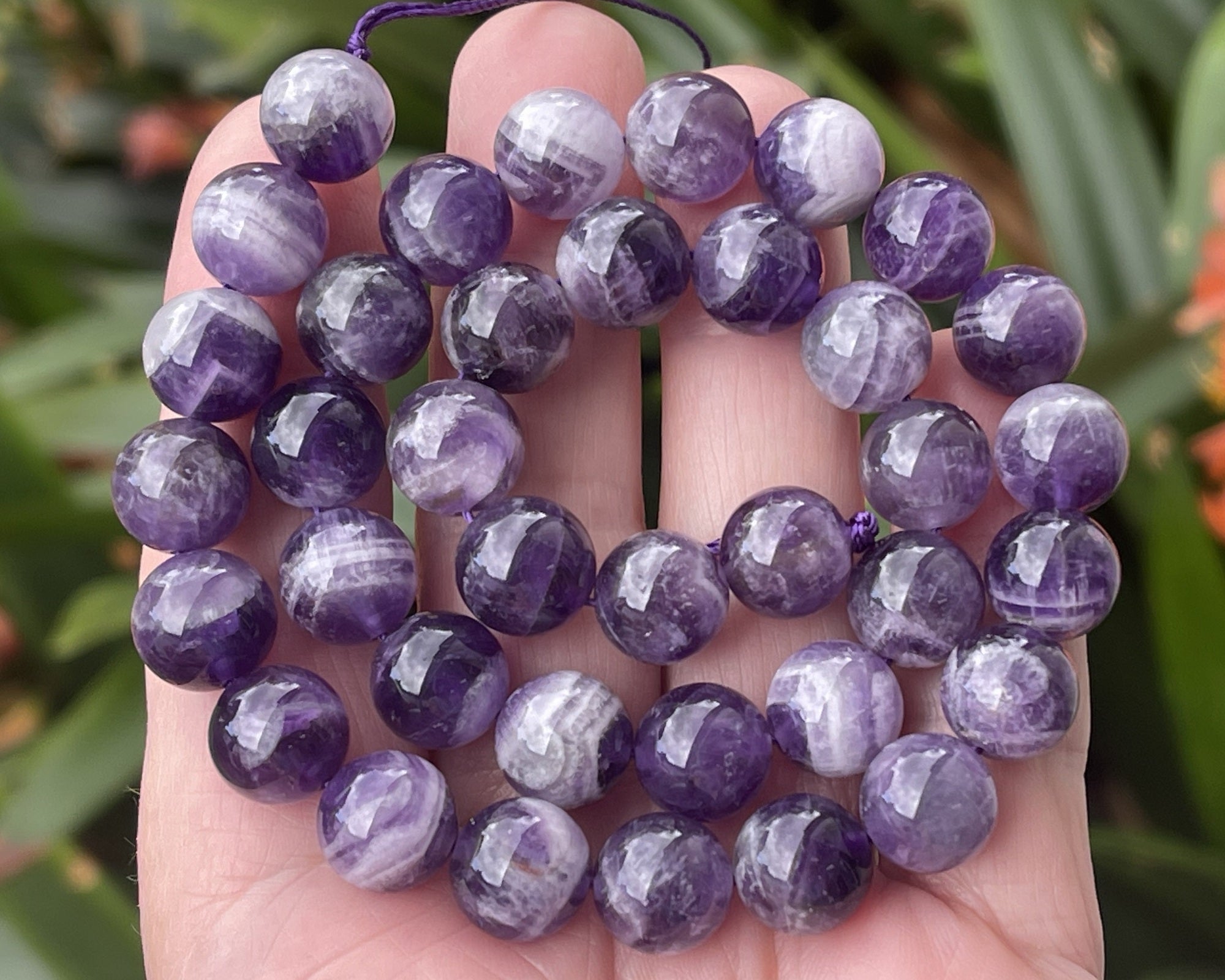 Sage Amethyst 10mm round natural gemstone beads 15" strand - Oz Beads 