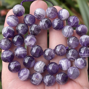 Sage Amethyst 10mm round natural gemstone beads 15" strand - Oz Beads 