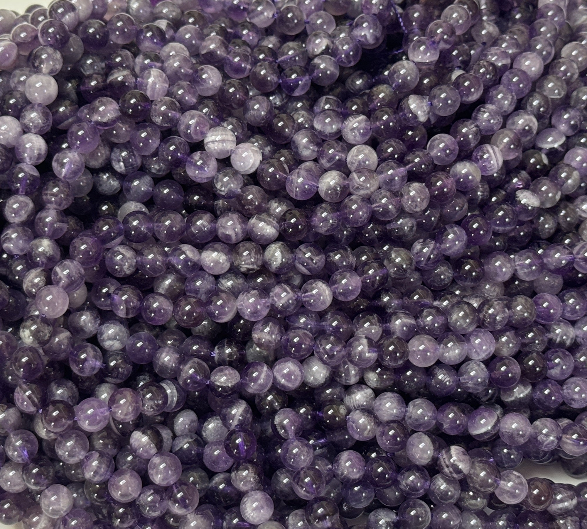 Sage Amethyst 6mm round natural gemstone beads 15.5" strand - Oz Beads 