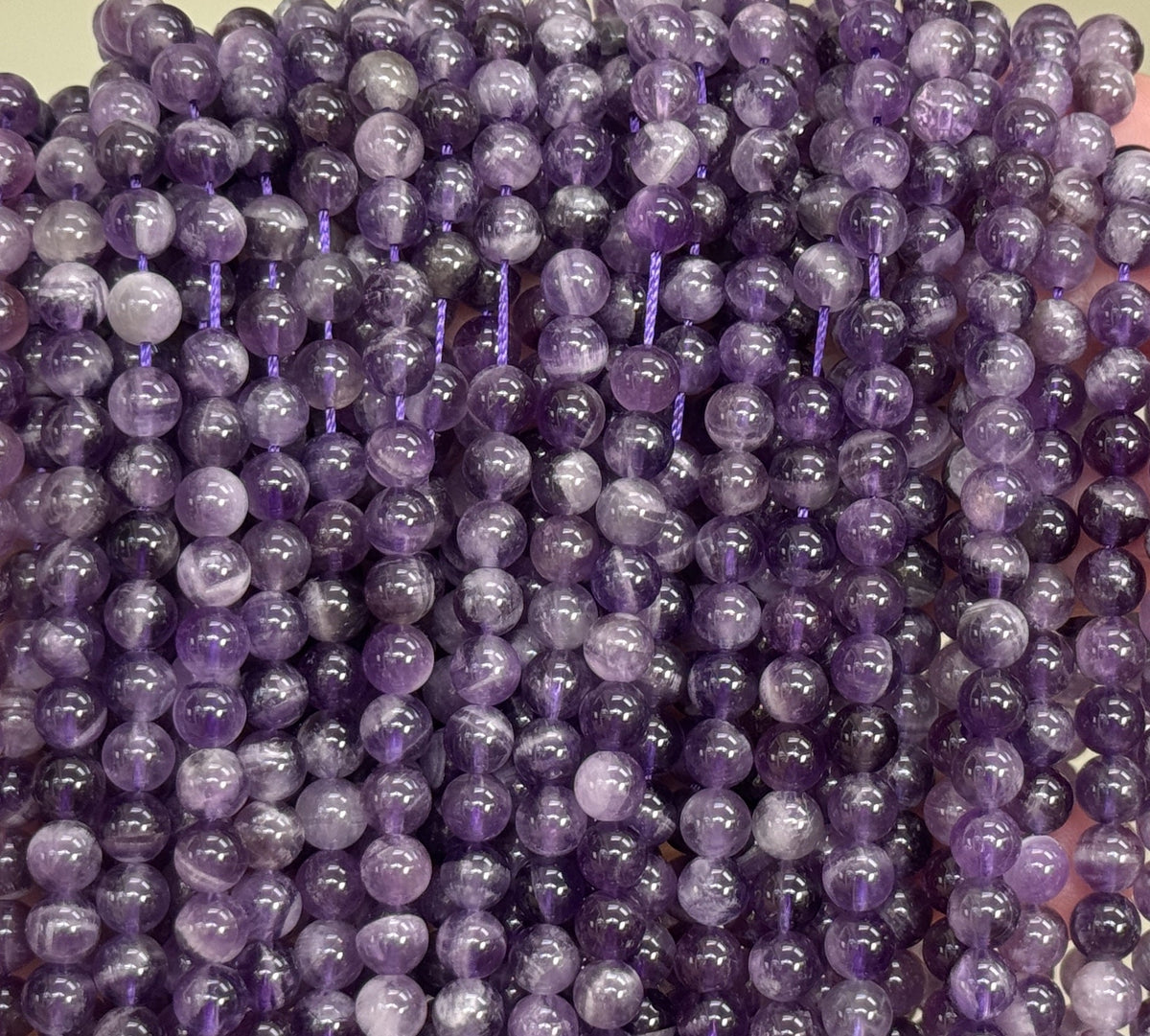 Sage Amethyst 6mm round natural gemstone beads 15.5" strand - Oz Beads 