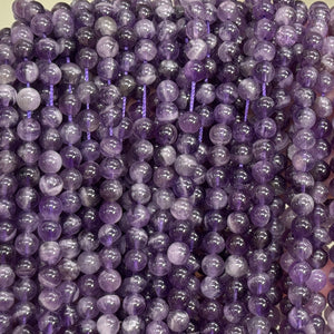 Sage Amethyst 6mm round natural gemstone beads 15.5" strand - Oz Beads 