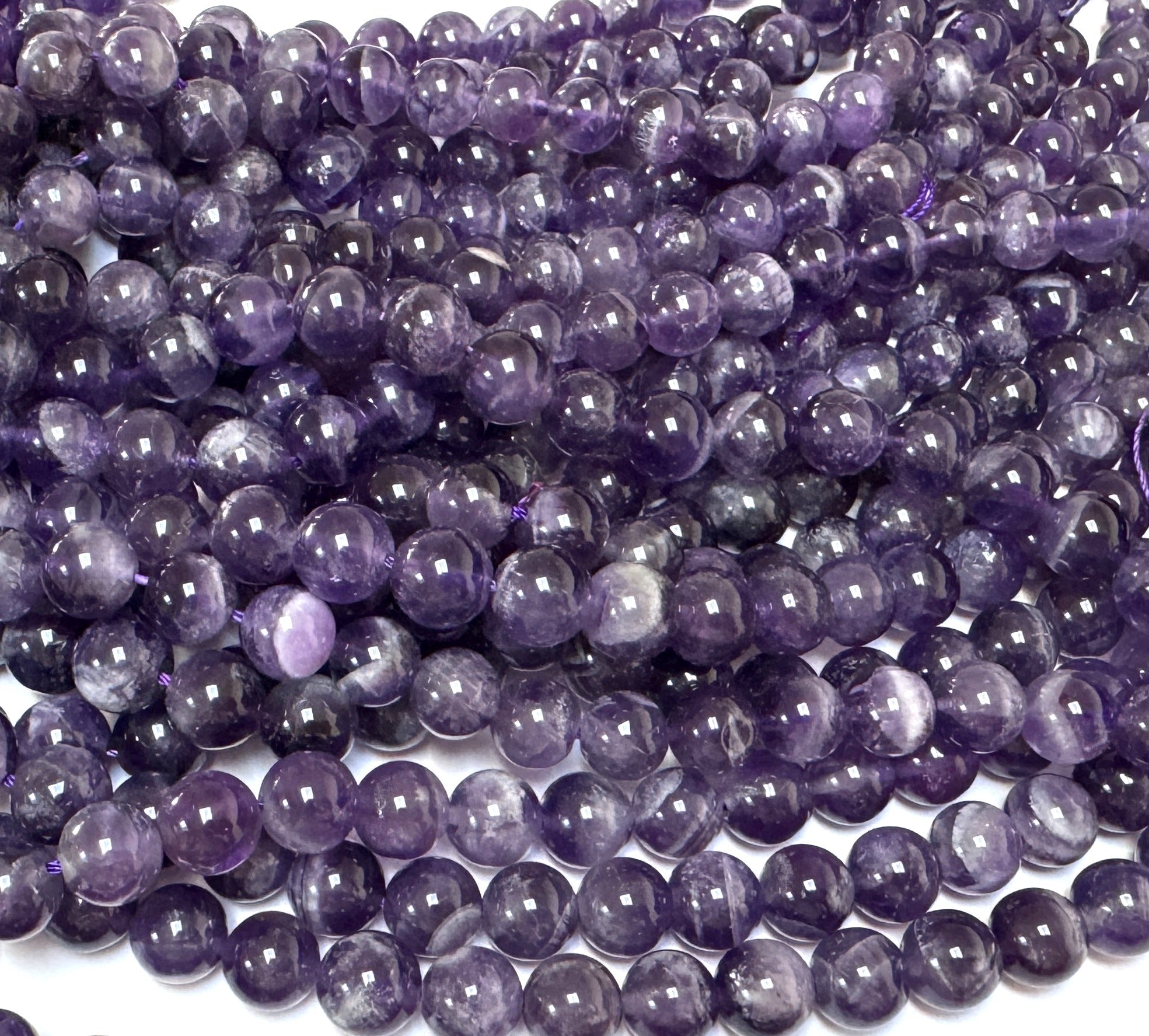 Sage Amethyst 8mm round natural gemstone beads 15.5" strand - Oz Beads 