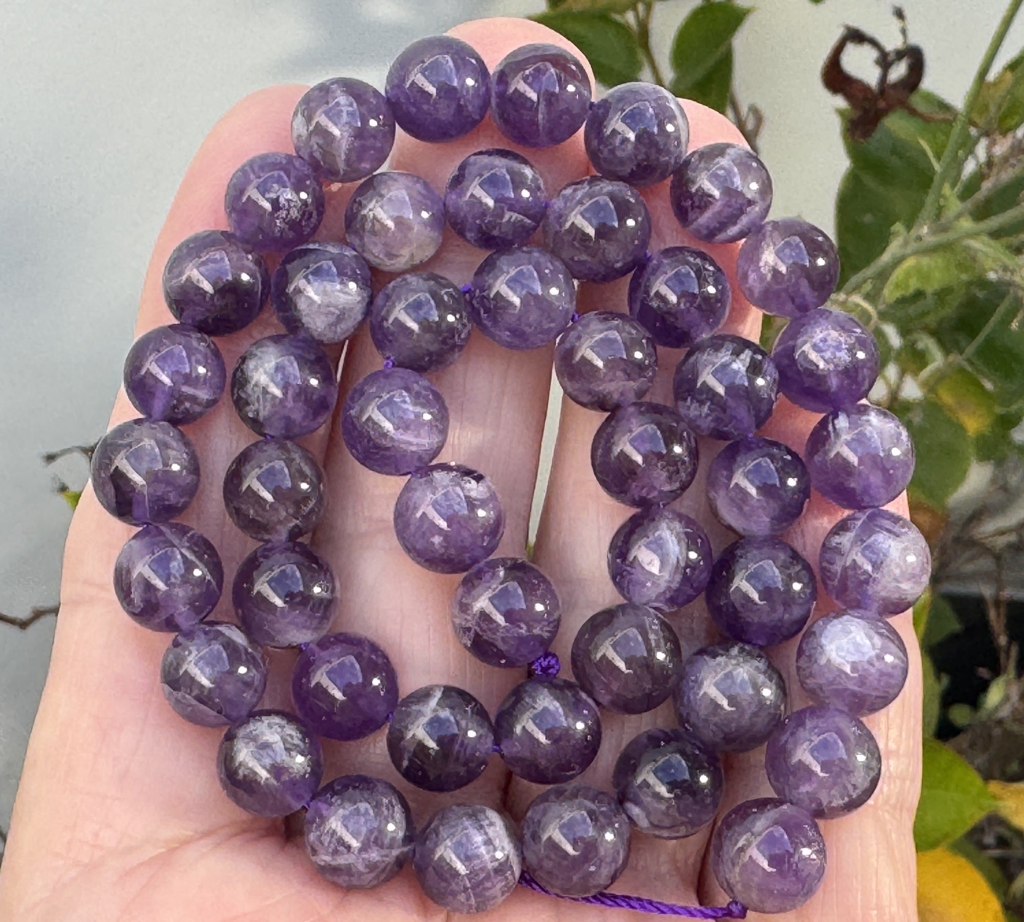 Sage Amethyst 8mm round natural gemstone beads 15.5" strand - Oz Beads 