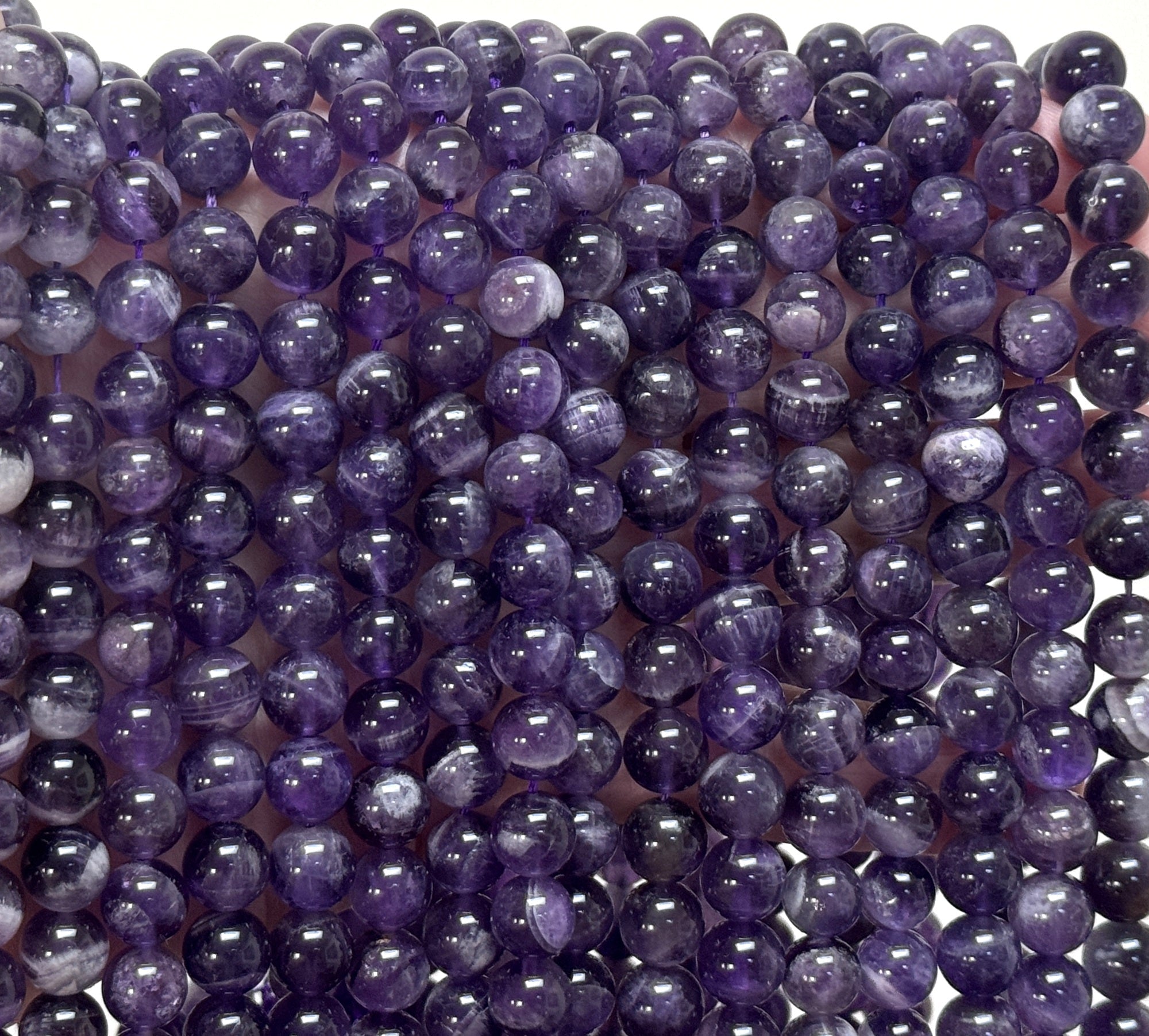 Sage Amethyst 8mm round natural gemstone beads 15.5" strand - Oz Beads 