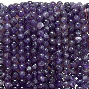 Sage Amethyst 8mm round natural gemstone beads 15.5" strand - Oz Beads 