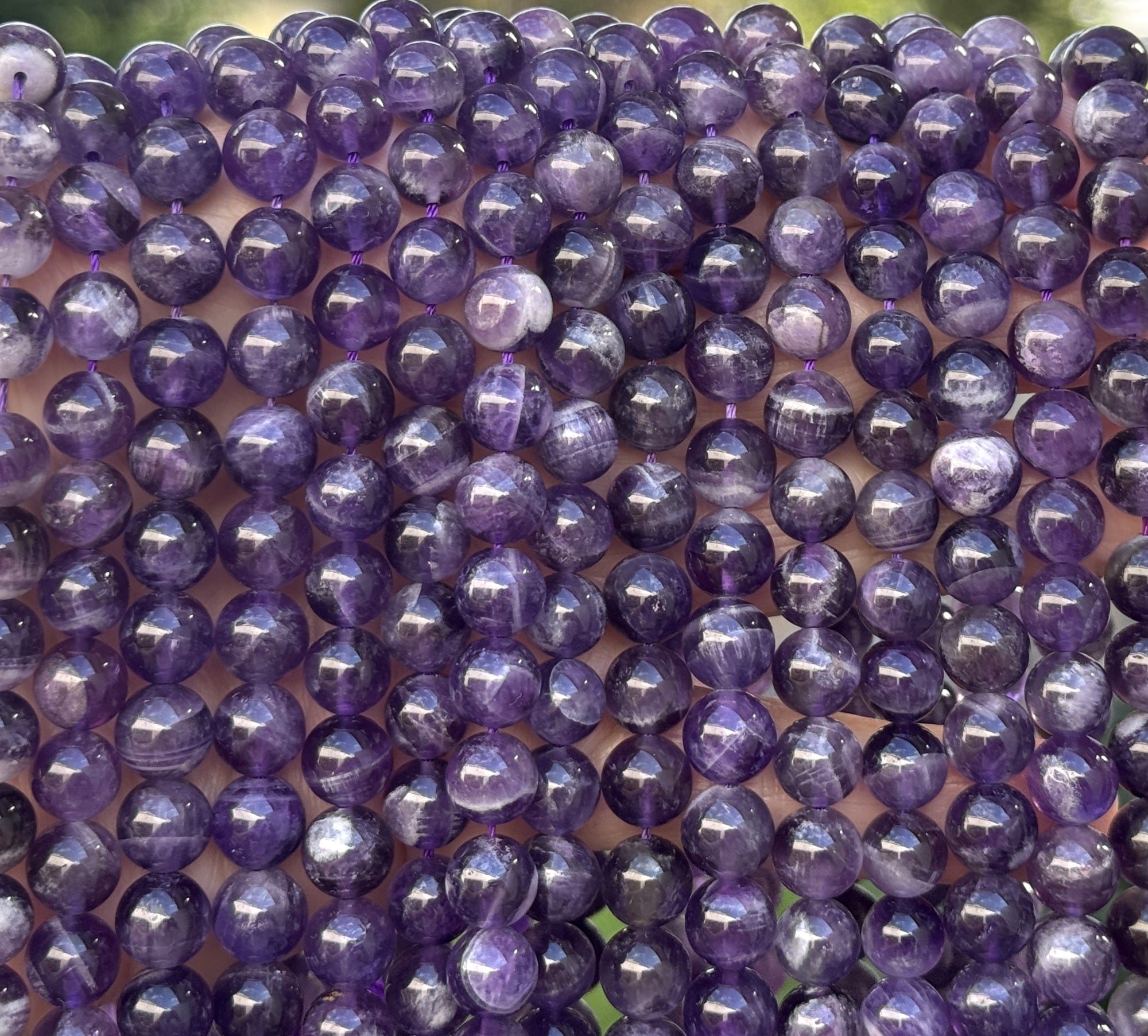 Sage Amethyst 8mm round natural gemstone beads 15.5" strand - Oz Beads 