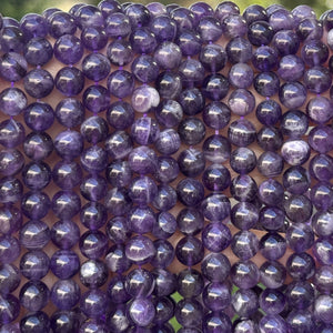 Sage Amethyst 8mm round natural gemstone beads 15.5" strand - Oz Beads 