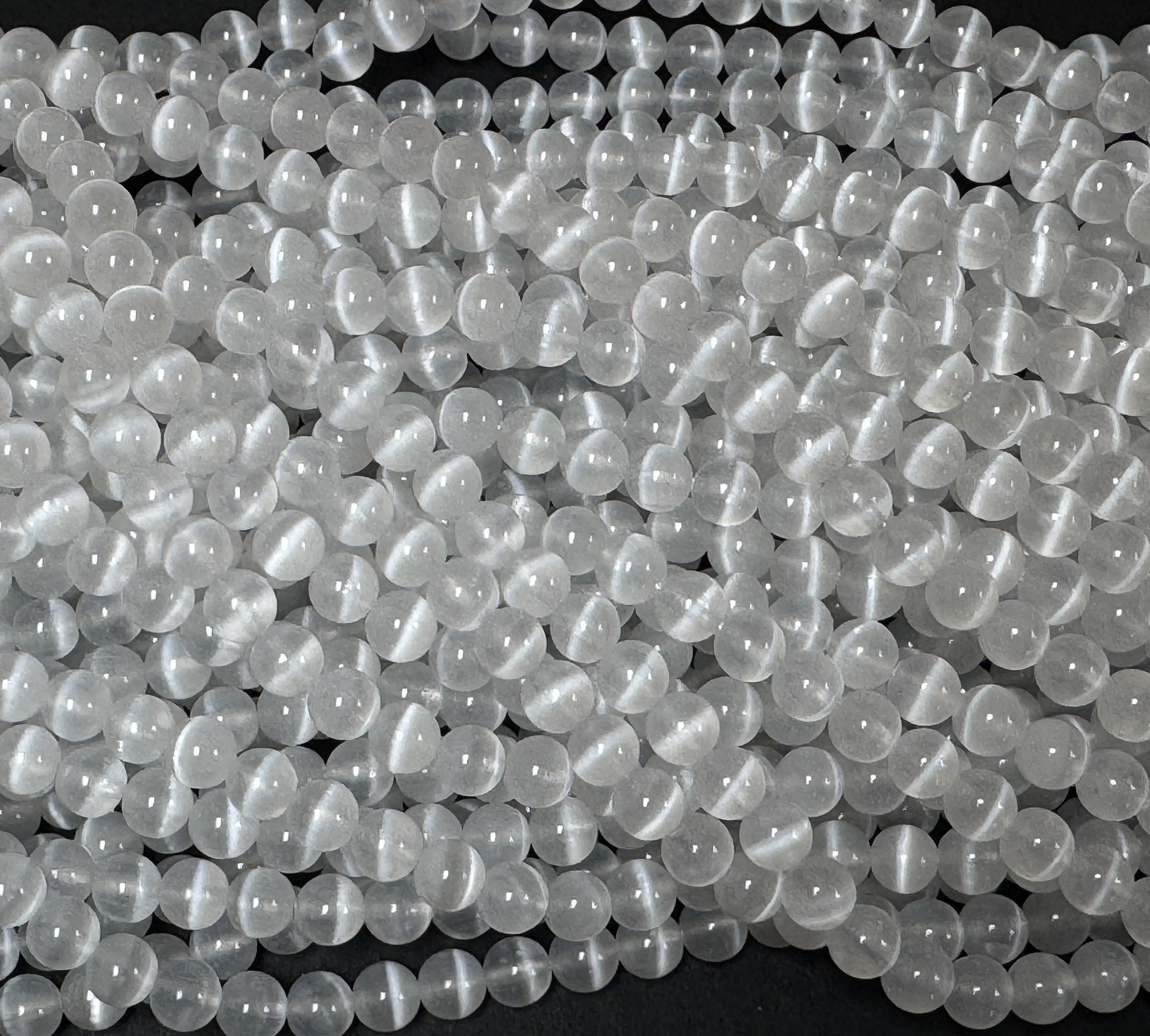 Selenite 6mm round natural gemstone beads 15.5" strand - Oz Beads 