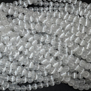Selenite 6mm round natural gemstone beads 15.5" strand - Oz Beads 