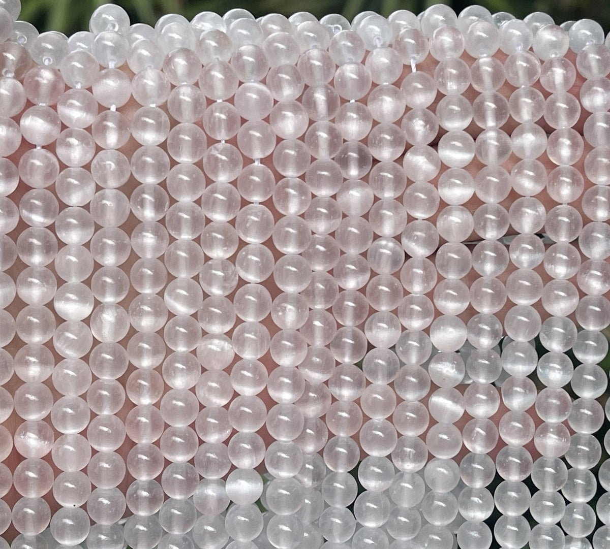 Selenite 6mm round natural gemstone beads 15.5" strand - Oz Beads 