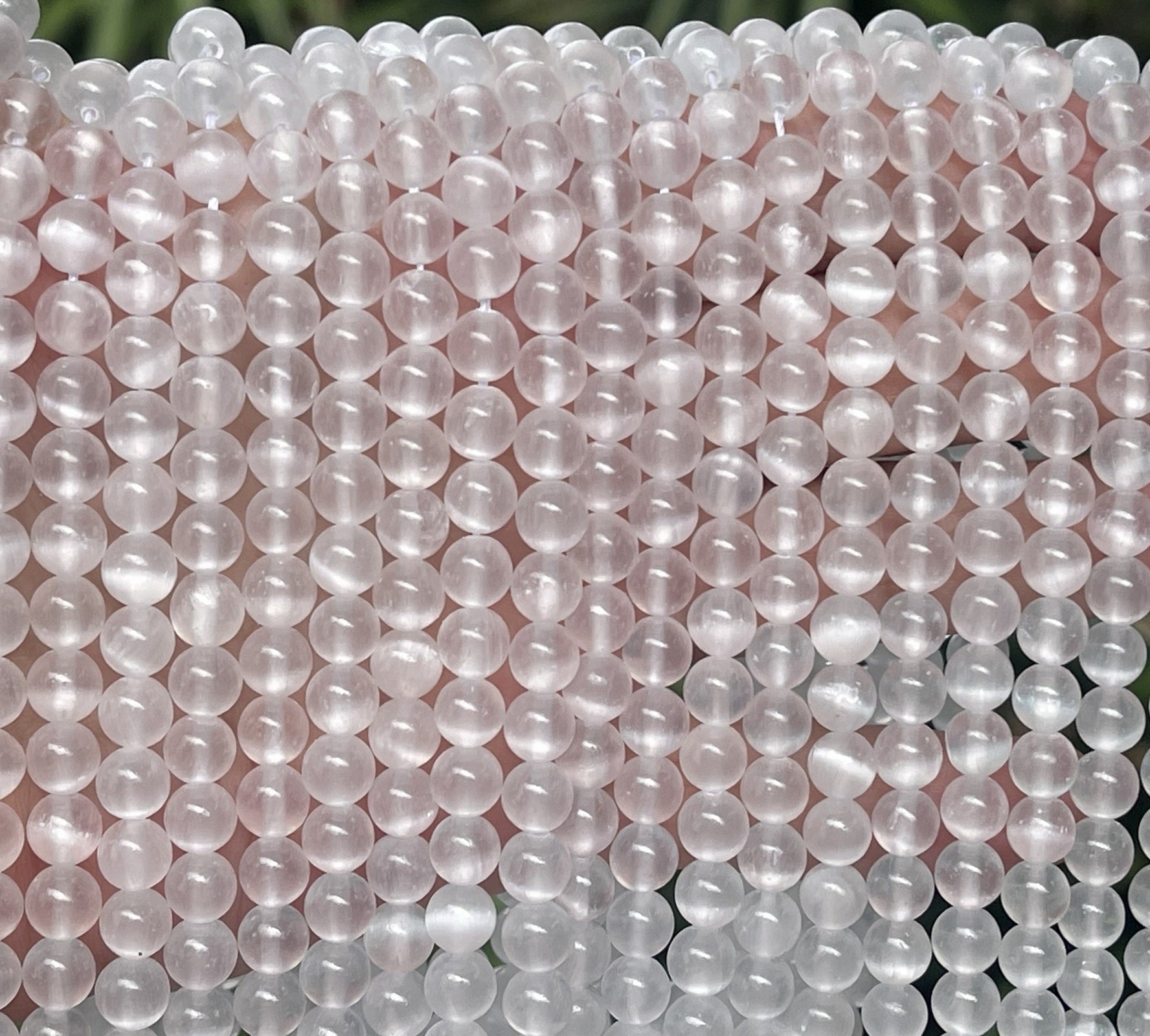 Selenite 6mm round natural gemstone beads 15.5" strand - Oz Beads 