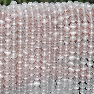 Selenite 6mm round natural gemstone beads 15.5" strand - Oz Beads 