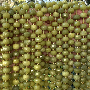 Serpentine 6x8mm faceted rondelle gemstone beads 38cm strand - Oz Beads