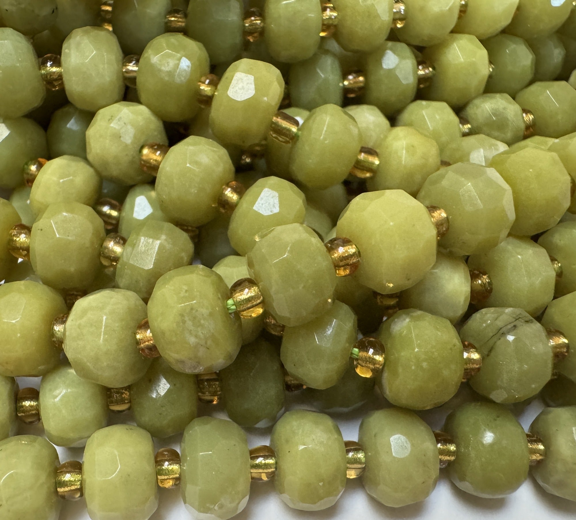 Serpentine 6x8mm faceted rondelle gemstone beads 38cm strand - Oz Beads