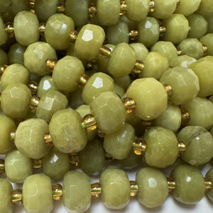Serpentine 6x8mm faceted rondelle gemstone beads 38cm strand - Oz Beads