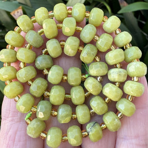 Serpentine 6x8mm faceted rondelle gemstone beads 38cm strand - Oz Beads