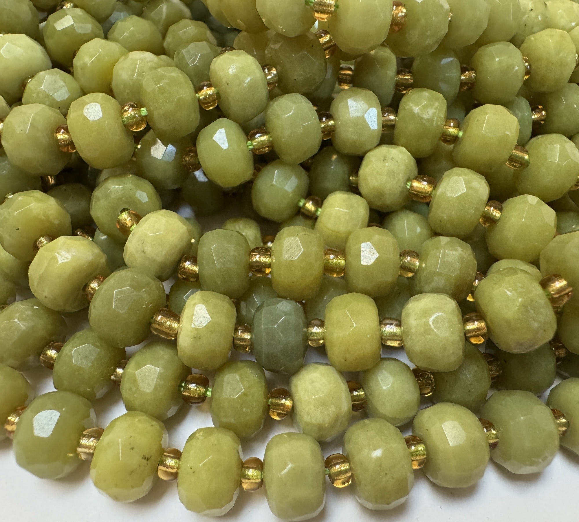 Serpentine 6x8mm faceted rondelle gemstone beads 38cm strand - Oz Beads