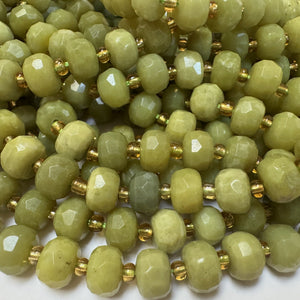 Serpentine 6x8mm faceted rondelle gemstone beads 38cm strand - Oz Beads