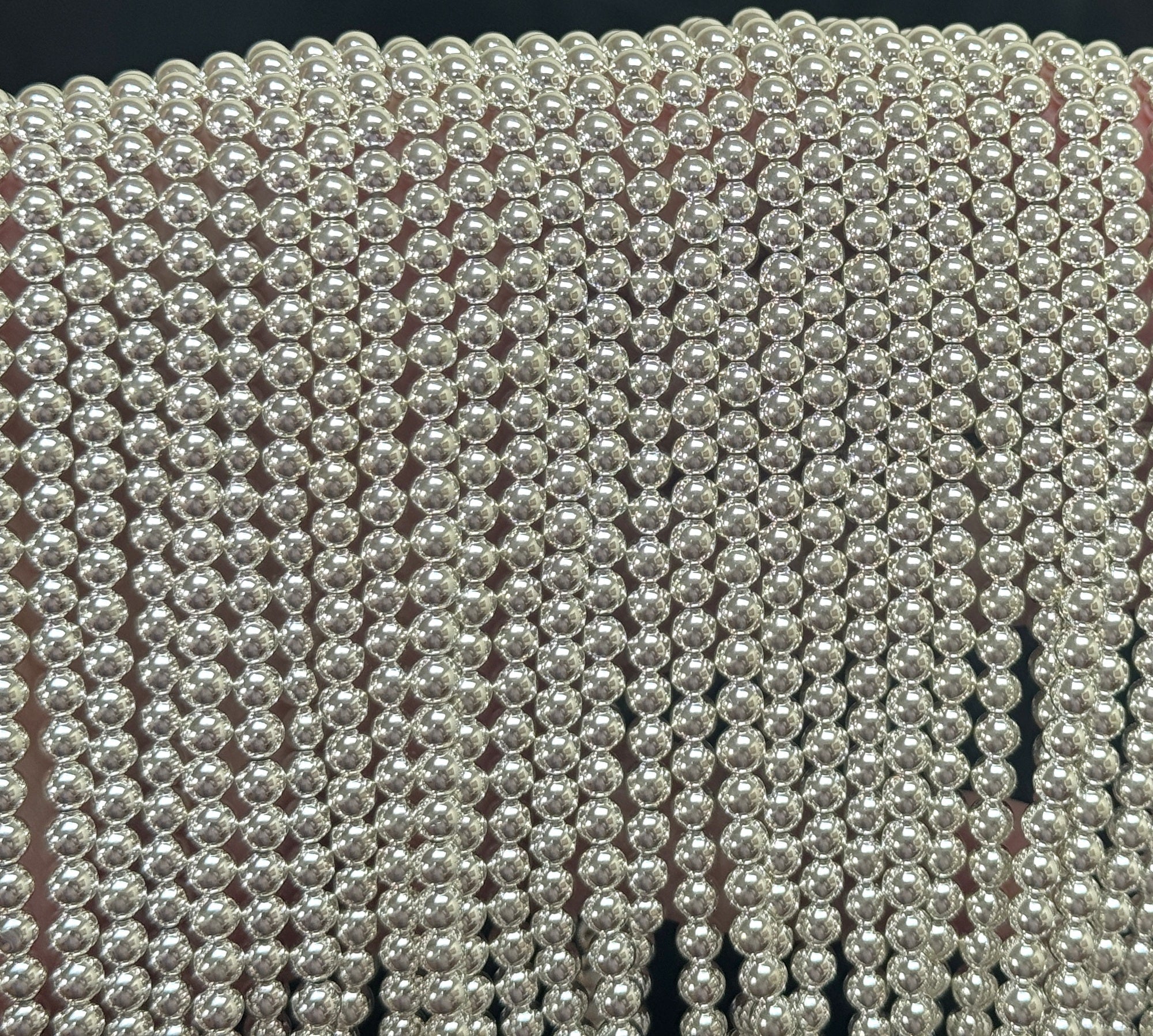Silver Electroplated Hematite 4mm round spacer beads 40cm strand - Oz Beads 