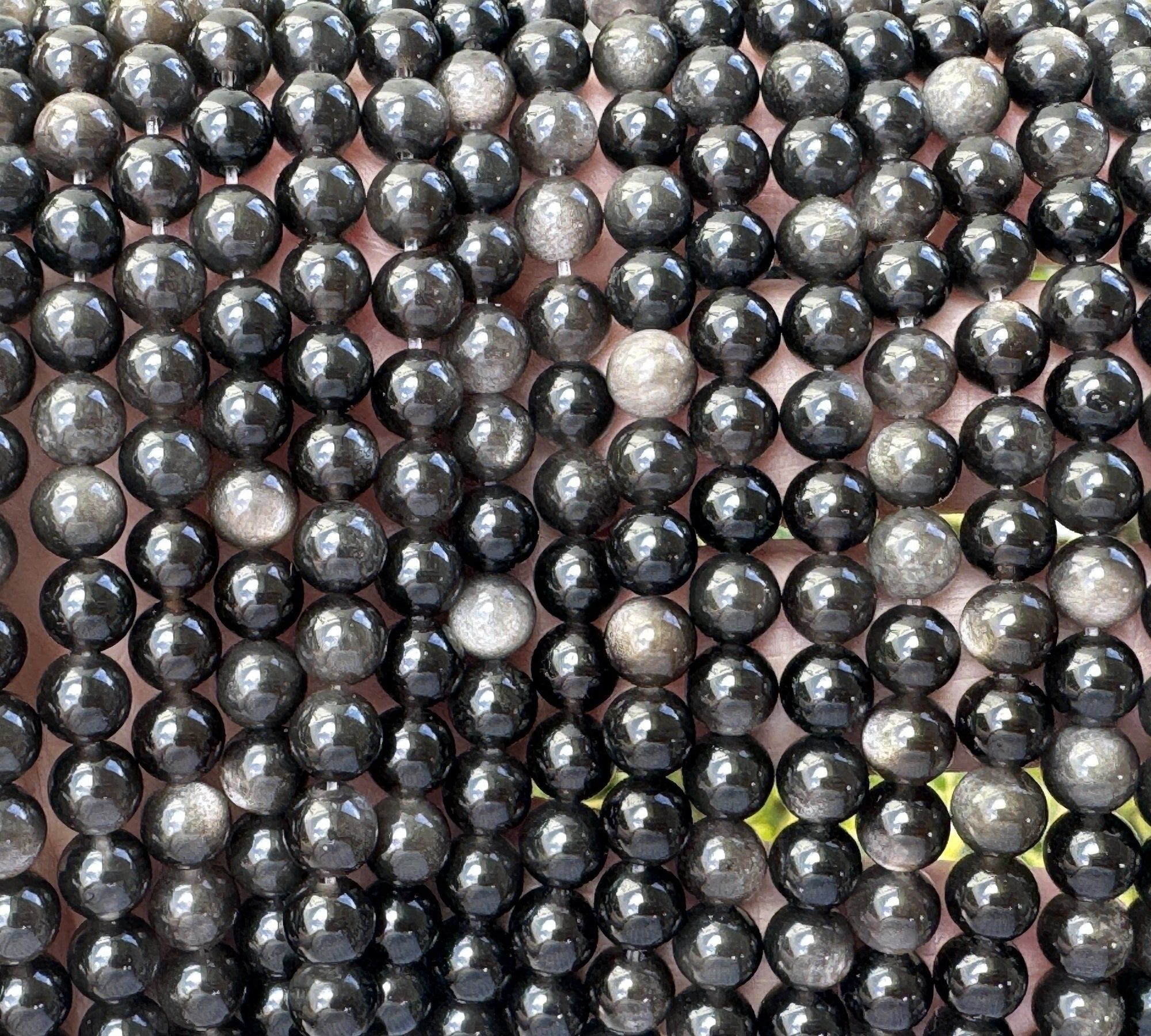 Silver Obsidian 6mm round gemstone beads 15" strand - Oz Beads 