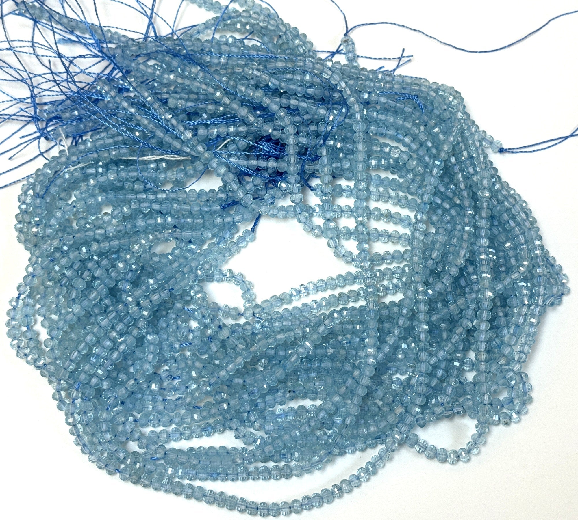 Sky Blue Topaz 4x3mm faceted rondelle natural gemstone beads 15.5" strand - Oz Beads 