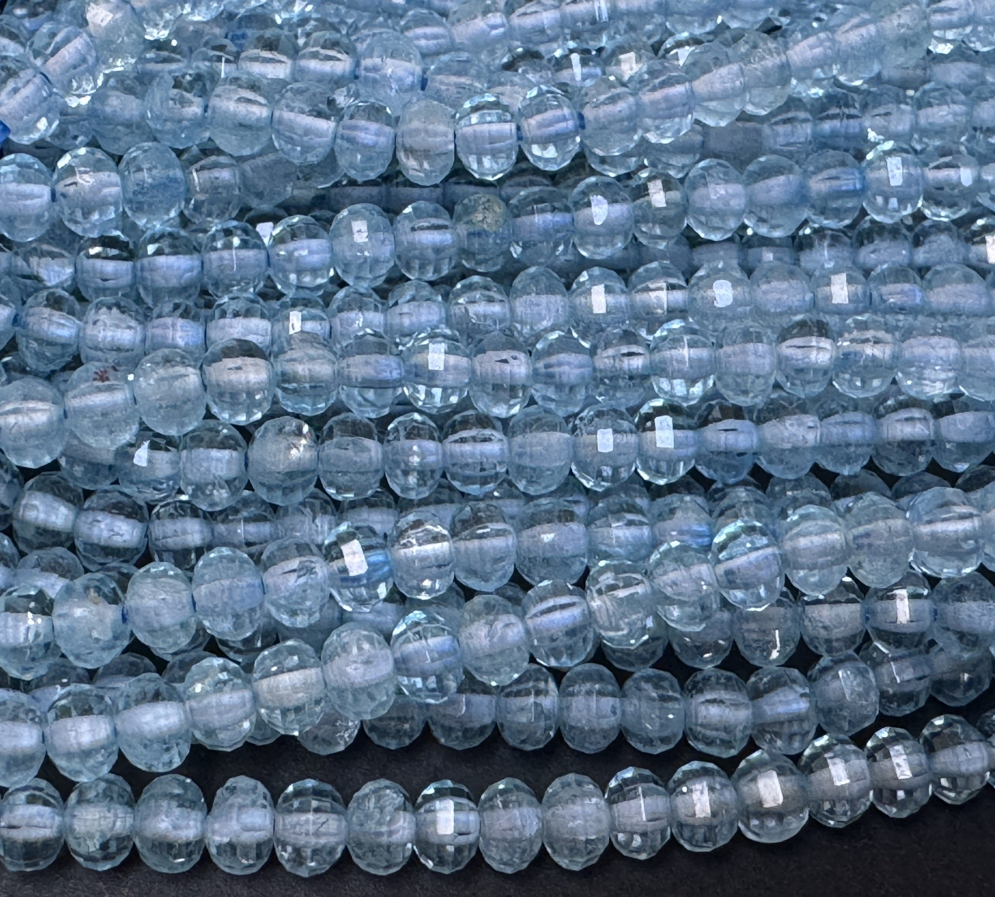 Sky Blue Topaz 4x3mm faceted rondelle natural gemstone beads 15.5" strand - Oz Beads 