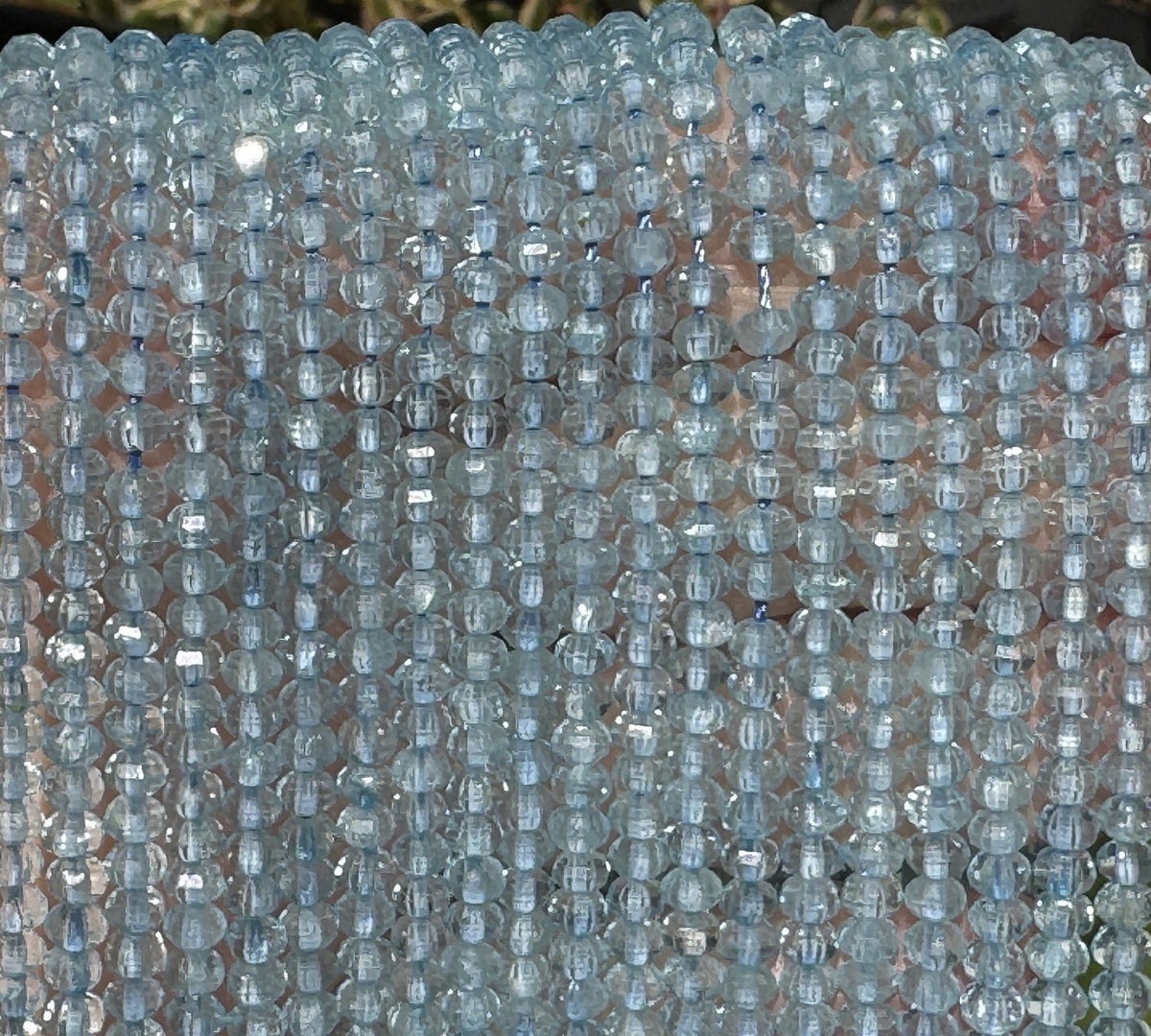 Sky Blue Topaz 4x3mm faceted rondelle natural gemstone beads 15.5" strand - Oz Beads 