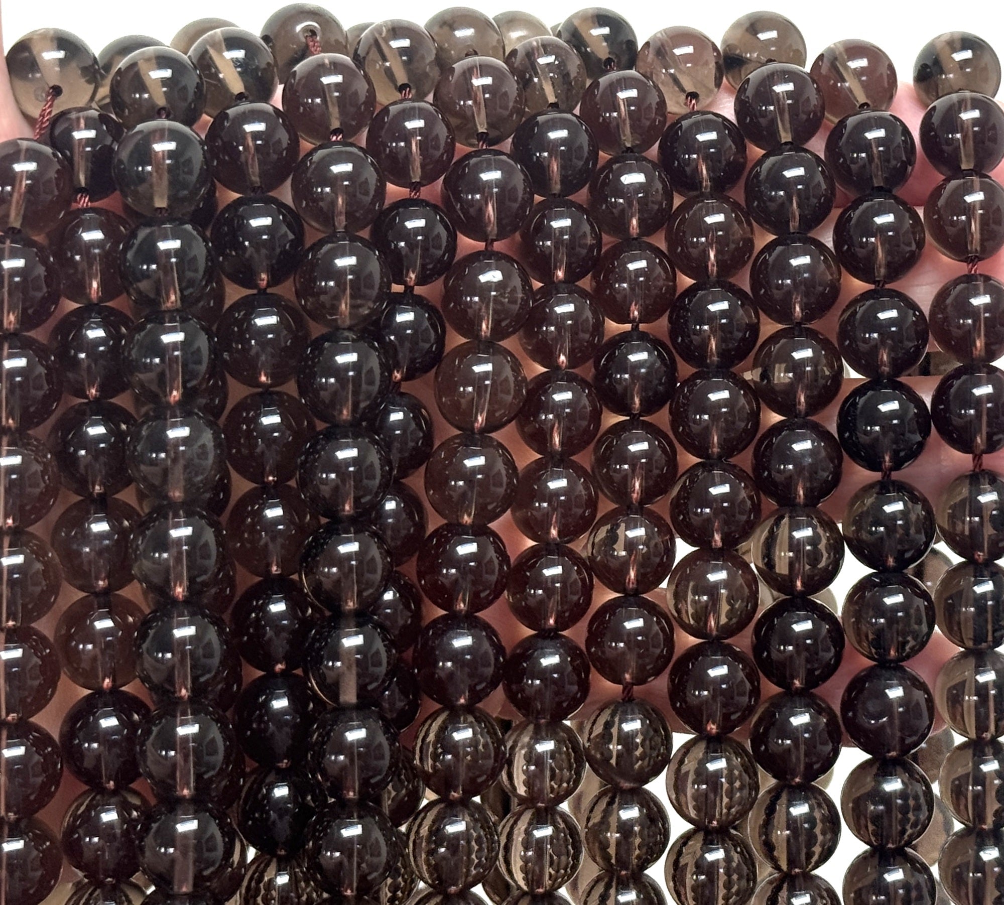 Smoky Quartz 10mm round natural gemstone beads 15.5" strand - Oz Beads 
