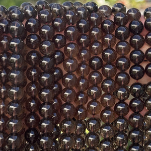 Smoky Quartz 10mm round natural gemstone beads 15.5" strand - Oz Beads 