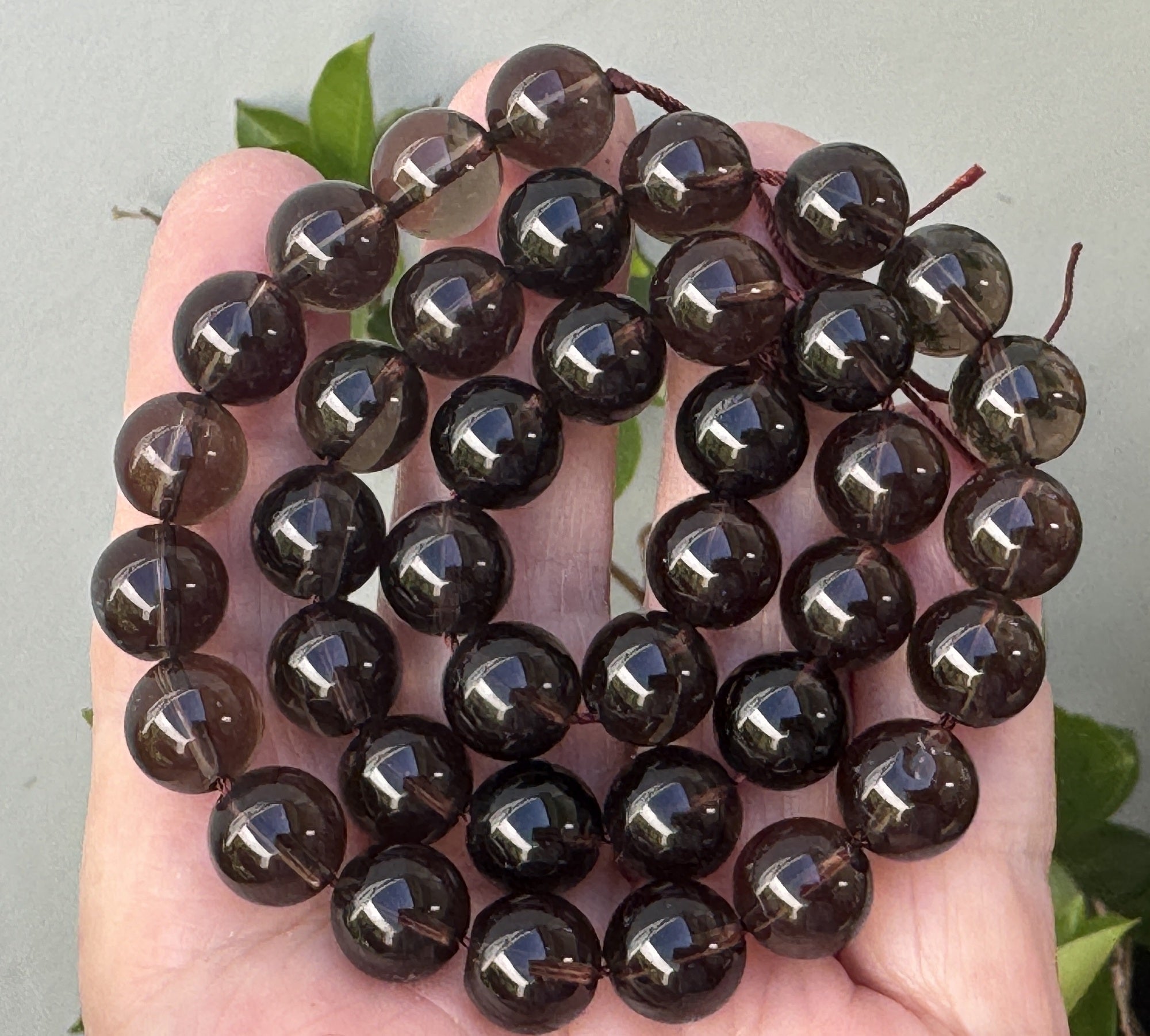 Smoky Quartz 10mm round natural gemstone beads 15.5" strand - Oz Beads 