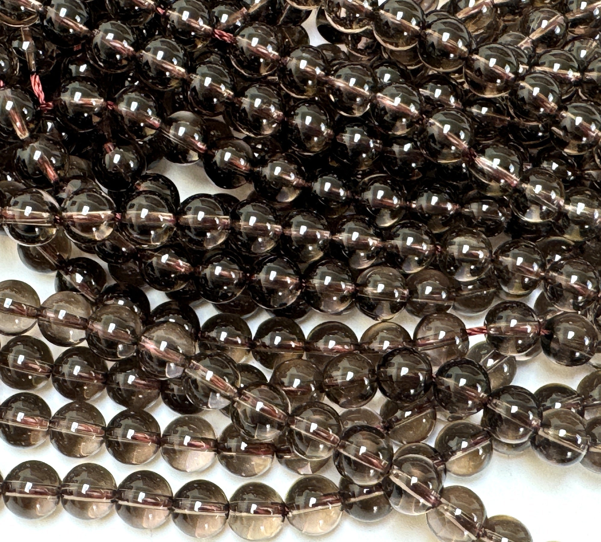 Smoky Quartz 6mm round natural gemstone beads 15.5" strand - Oz Beads 