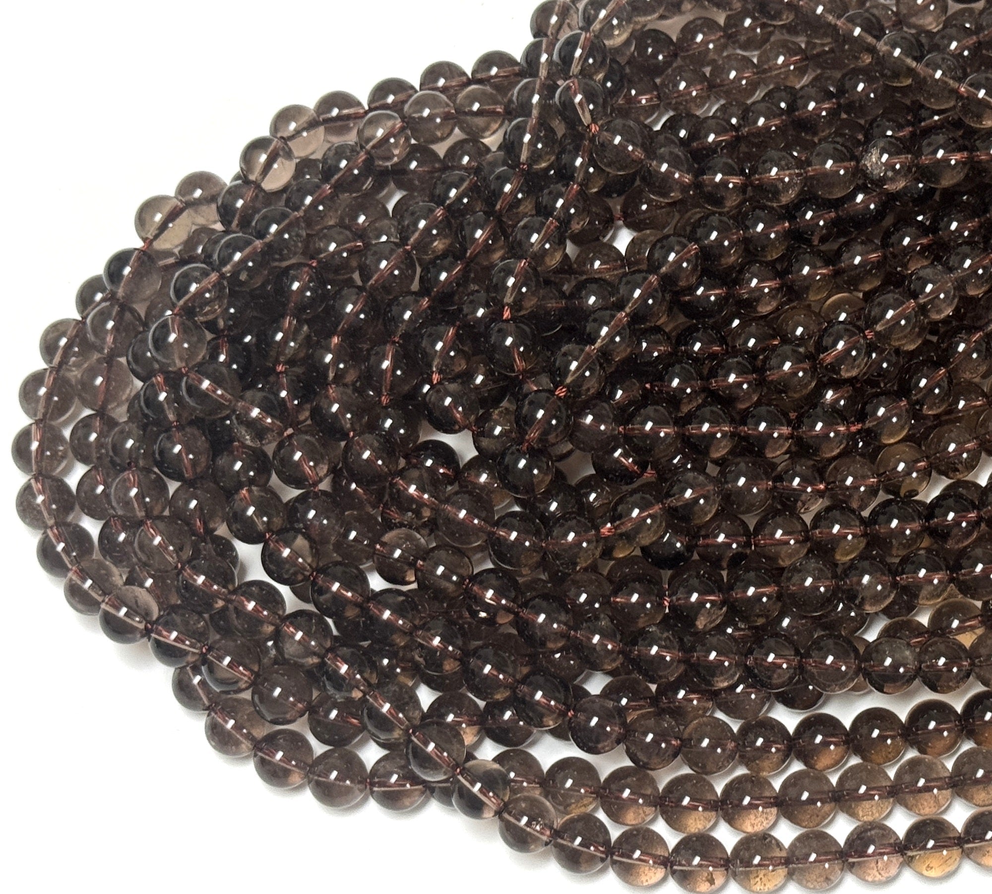 Smoky Quartz 8mm round natural gemstone beads 15.5" strand - Oz Beads 