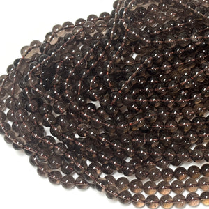 Smoky Quartz 8mm round natural gemstone beads 15.5" strand - Oz Beads 