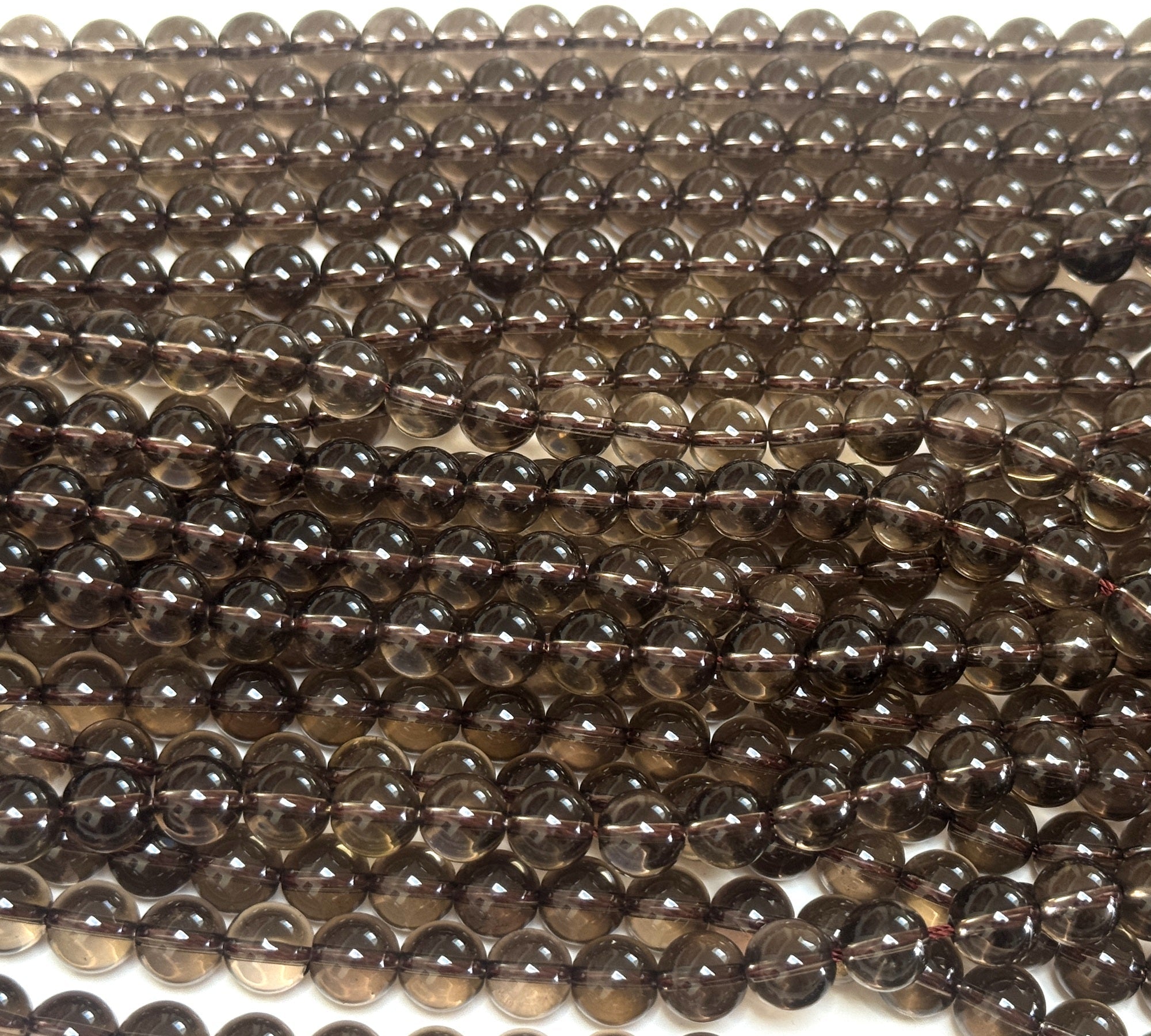 Smoky Quartz 8mm round natural gemstone beads 15.5" strand - Oz Beads 