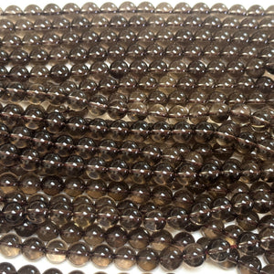 Smoky Quartz 8mm round natural gemstone beads 15.5" strand - Oz Beads 